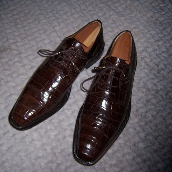 MENS FERRINI ALLIGATOR LEATHER  DRESS SHOES MADE IN SPAIN 10 - Picture 1 of 4